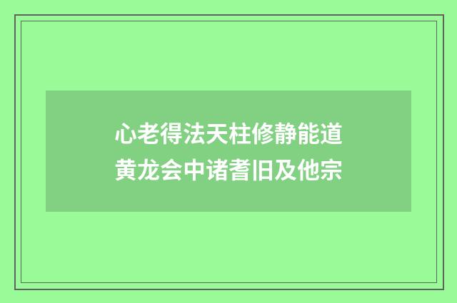 心老得法天柱修静能道黄龙会中诸耆旧及他宗