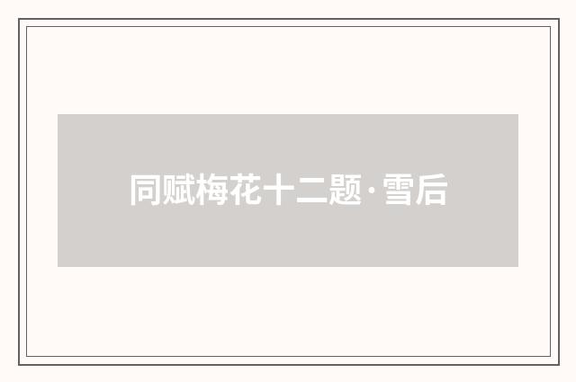 同赋梅花十二题·雪后