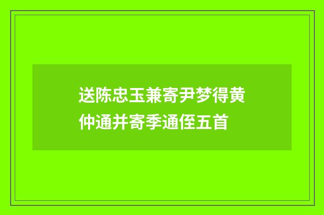 送陈忠玉兼寄尹梦得黄仲通并寄季通侄五首
