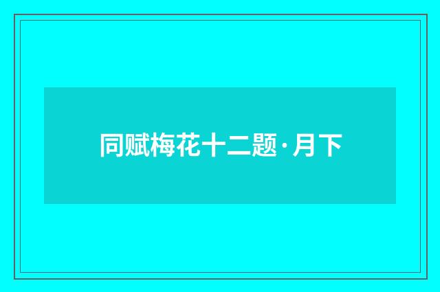 同赋梅花十二题·月下
