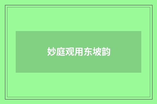妙庭观用东坡韵