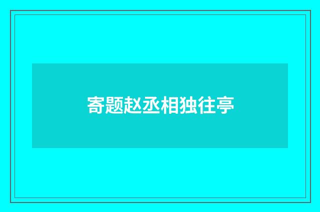 寄题赵丞相独往亭