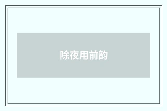 除夜用前韵