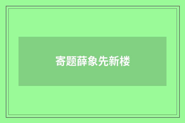 寄题薛象先新楼