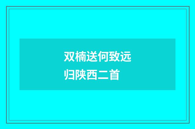 双楠送何致远归陕西二首