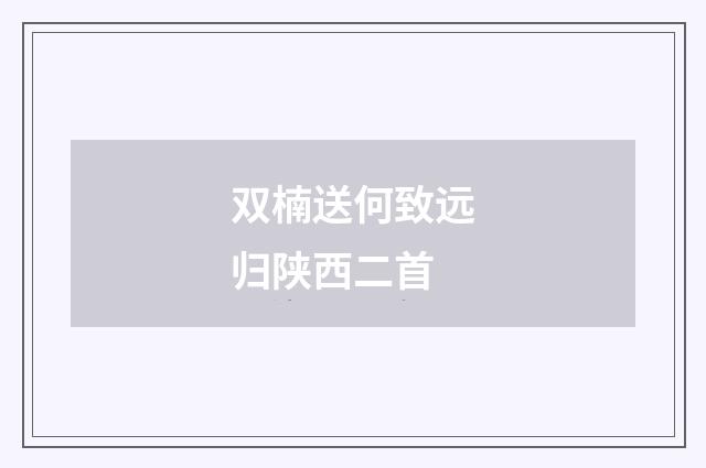双楠送何致远归陕西二首