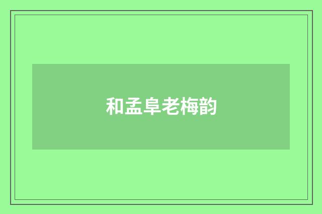 和孟阜老梅韵