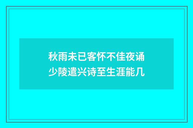 秋雨未已客怀不佳夜诵少陵遣兴诗至生涯能几