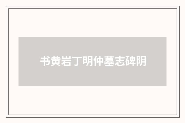 书黄岩丁明仲墓志碑阴