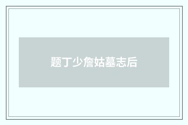 题丁少詹姑墓志后