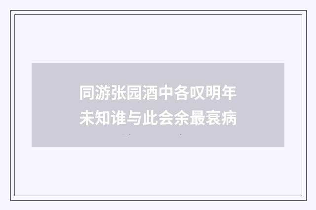同游张园酒中各叹明年未知谁与此会余最衰病