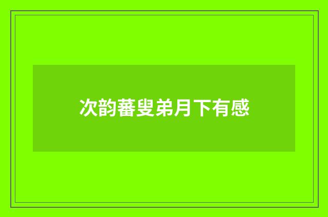 次韵蕃叟弟月下有感