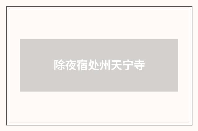 除夜宿处州天宁寺