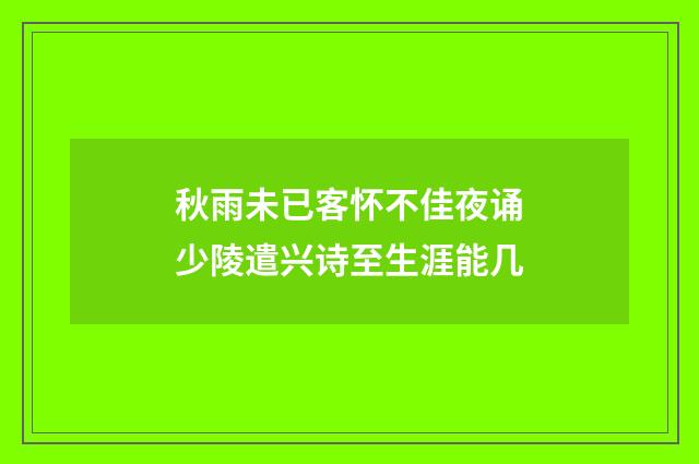 秋雨未已客怀不佳夜诵少陵遣兴诗至生涯能几