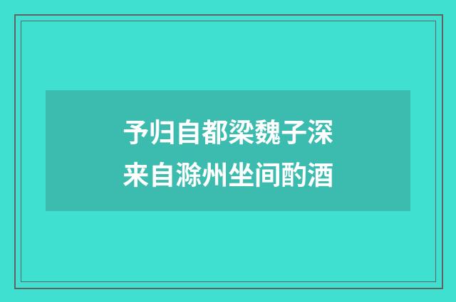予归自都梁魏子深来自滁州坐间酌酒