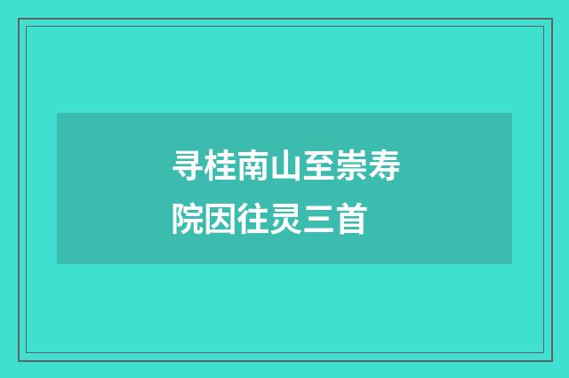 寻桂南山至崇寿院因往灵三首