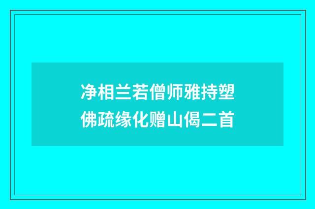 净相兰若僧师雅持塑佛疏缘化赠山偈二首