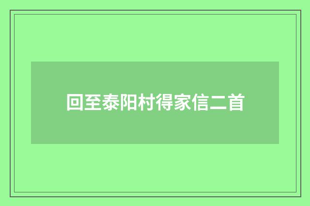 回至泰阳村得家信二首