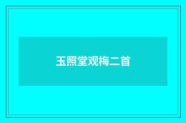 玉照堂观梅二首