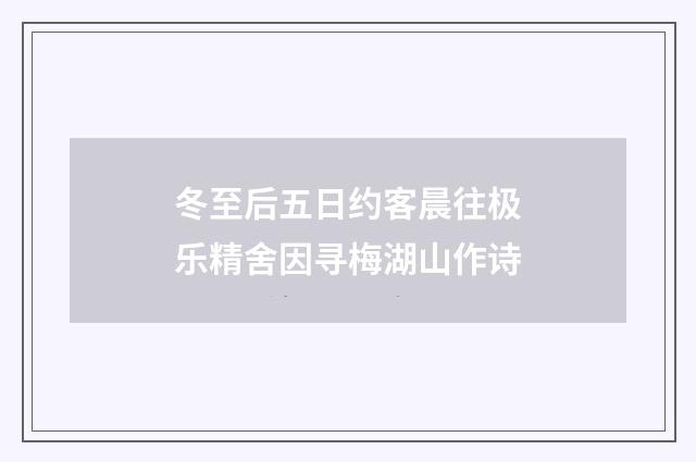 冬至后五日约客晨往极乐精舍因寻梅湖山作诗