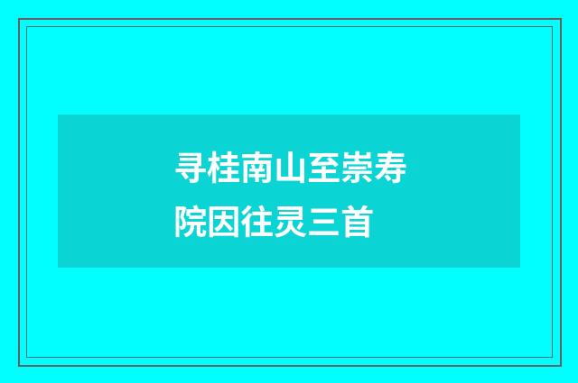寻桂南山至崇寿院因往灵三首