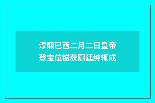 淳熙已酉二月二日皇帝登宝位镃获厕廷绅辄成