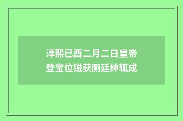 淳熙已酉二月二日皇帝登宝位镃获厕廷绅辄成