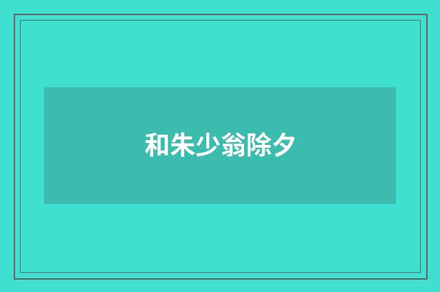 和朱少翁除夕