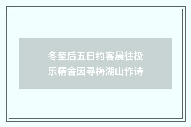 冬至后五日约客晨往极乐精舍因寻梅湖山作诗