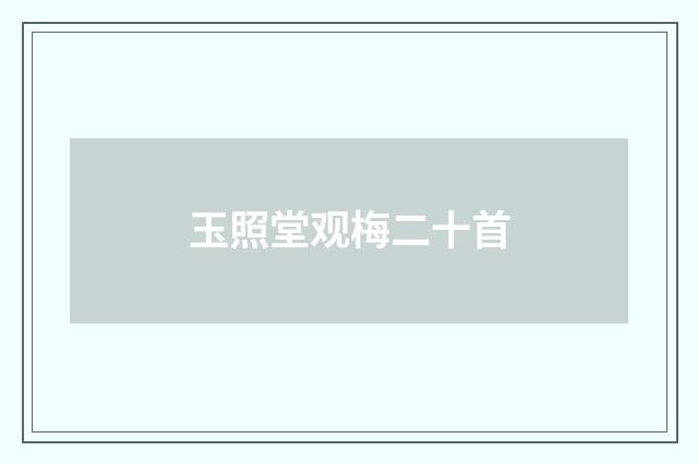 玉照堂观梅二十首