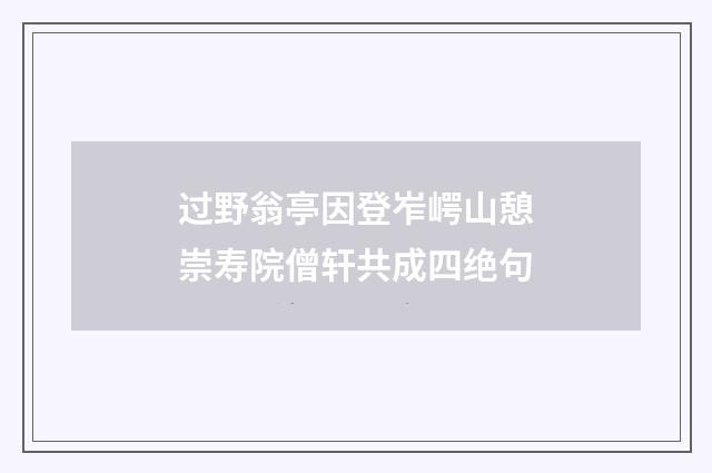 过野翁亭因登岝崿山憩崇寿院僧轩共成四绝句