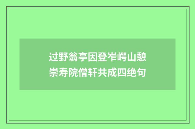 过野翁亭因登岝崿山憩崇寿院僧轩共成四绝句