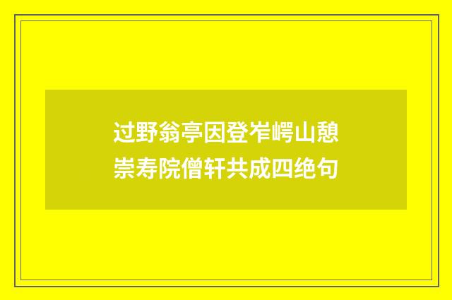 过野翁亭因登岝崿山憩崇寿院僧轩共成四绝句