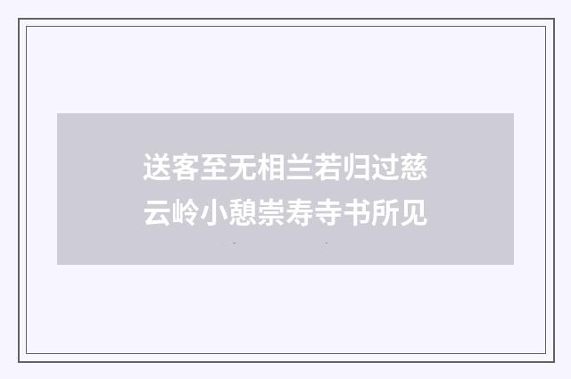 送客至无相兰若归过慈云岭小憩崇寿寺书所见
