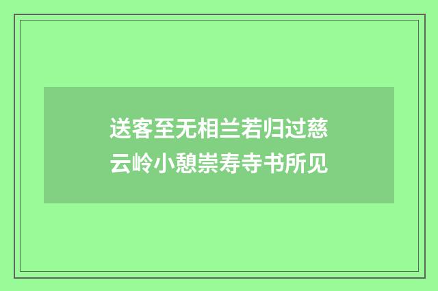 送客至无相兰若归过慈云岭小憩崇寿寺书所见