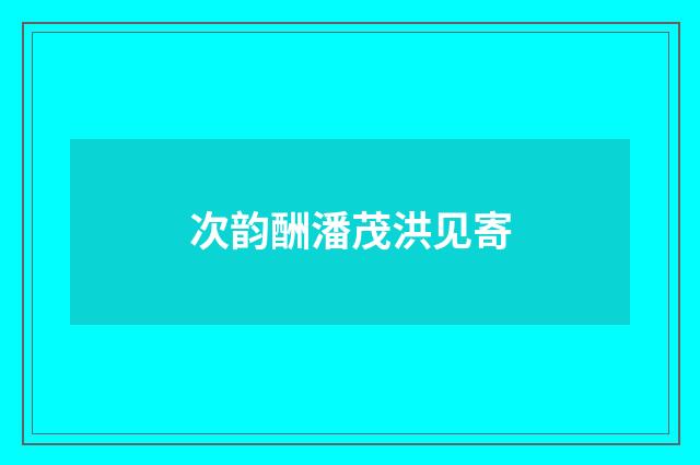 次韵酬潘茂洪见寄
