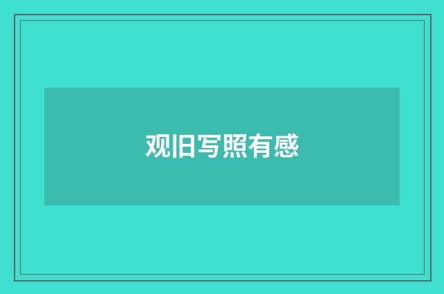 观旧写照有感