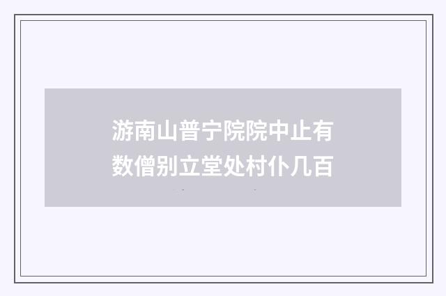 游南山普宁院院中止有数僧别立堂处村仆几百