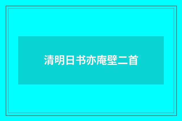 清明日书亦庵壁二首