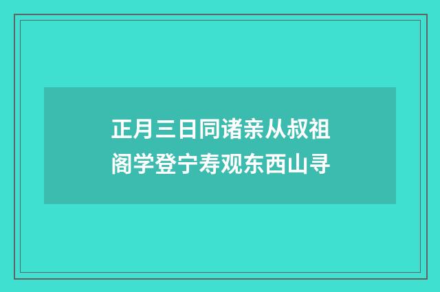 正月三日同诸亲从叔祖阁学登宁寿观东西山寻