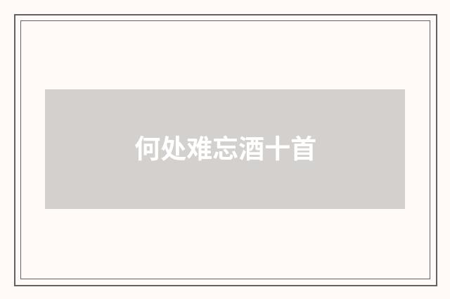 何处难忘酒十首