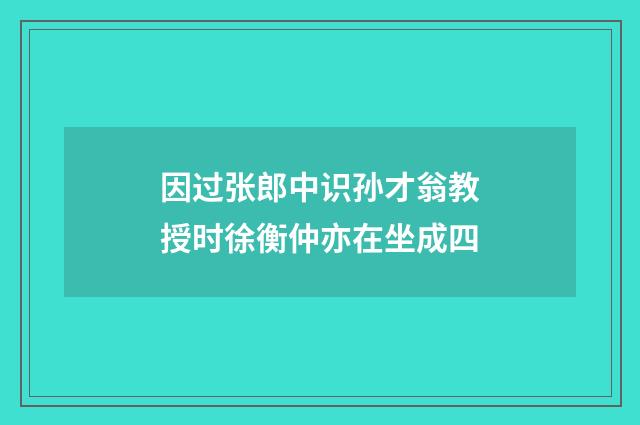 因过张郎中识孙才翁教授时徐衡仲亦在坐成四