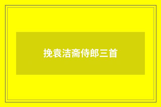 挽袁洁斋侍郎三首