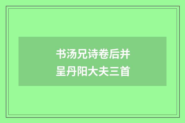 书汤兄诗卷后并呈丹阳大夫三首