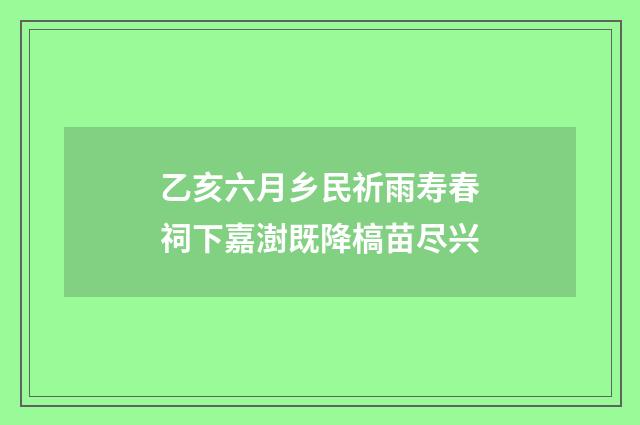 乙亥六月乡民祈雨寿春祠下嘉澍既降槁苗尽兴