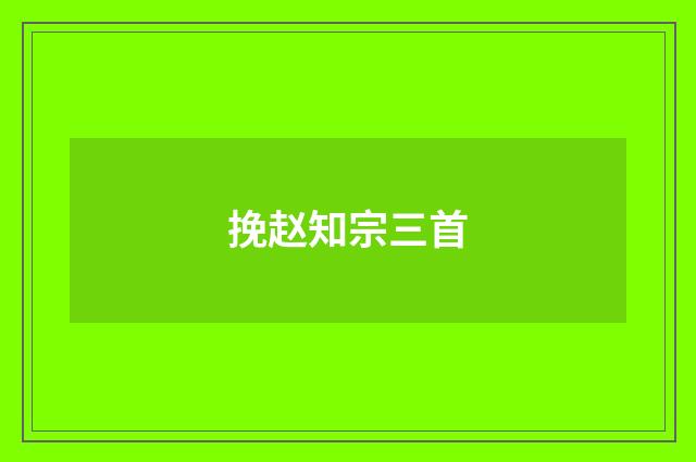 挽赵知宗三首