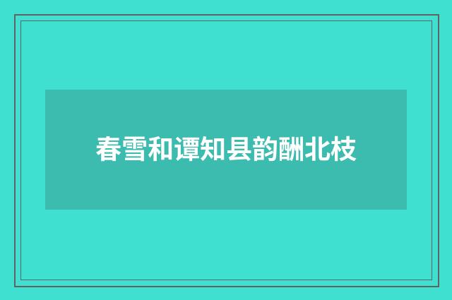 春雪和谭知县韵酬北枝