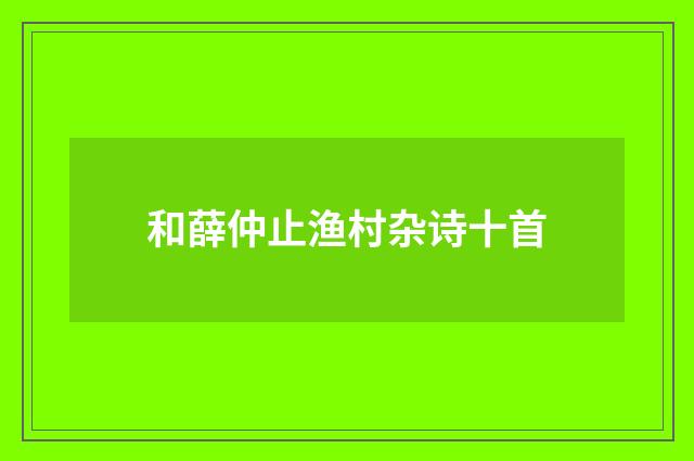 和薛仲止渔村杂诗十首