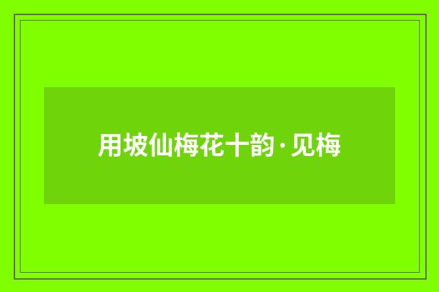 用坡仙梅花十韵·见梅