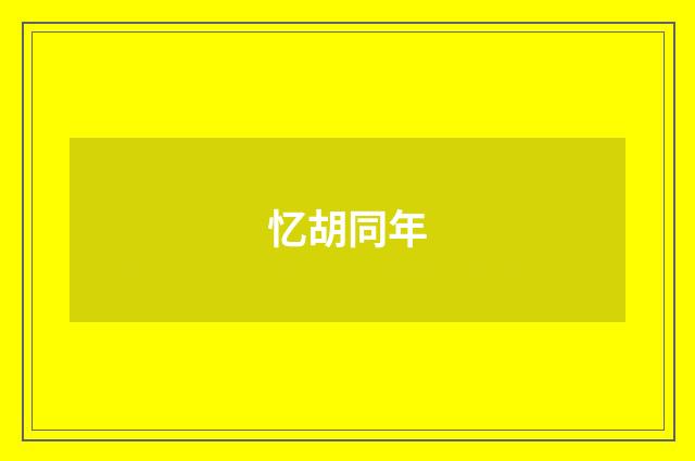 忆胡同年